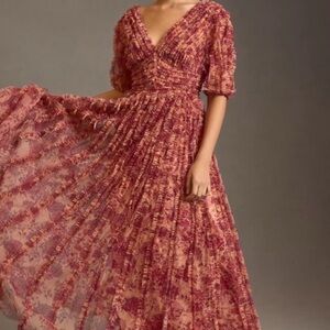 Mac Duggal Ruffled Floral Maxi Dress